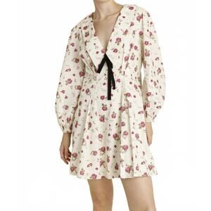 NEW AUREUM floral dress with velvet ties in rose